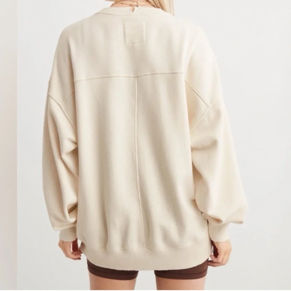 Aerie Oversized Cream and Orange Long Sleeve Hoodie - PRELOVED - Picture 2 of 11